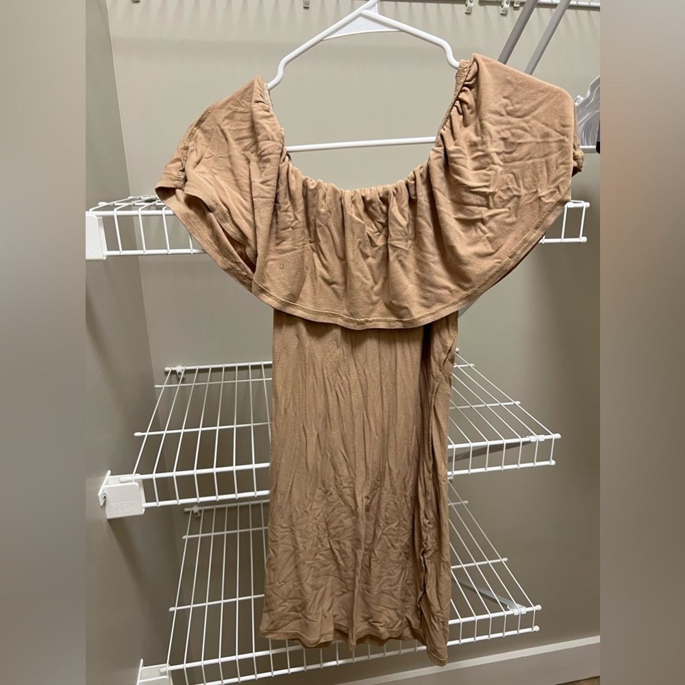 Forever 21 Tan Off The Shoulder Mini Dress